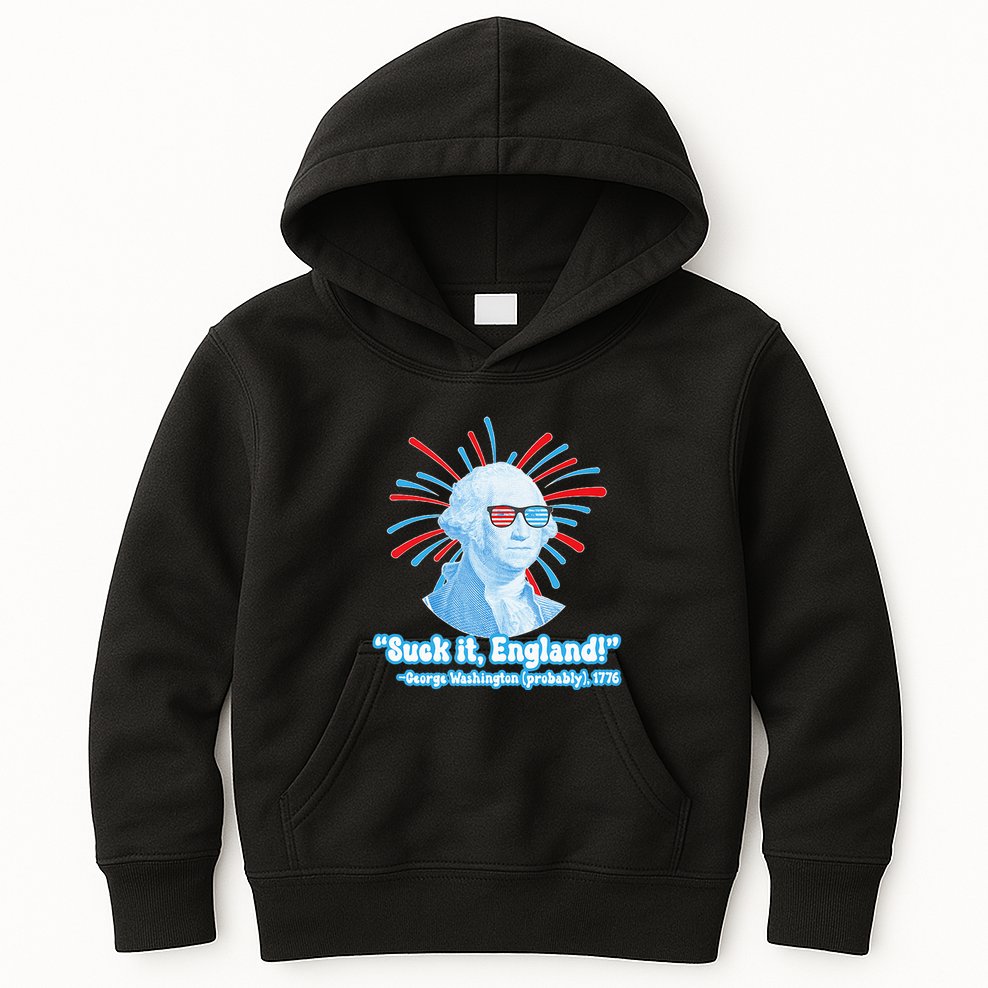 Funny American Gift Suck It England George Washington Kids Hoodie