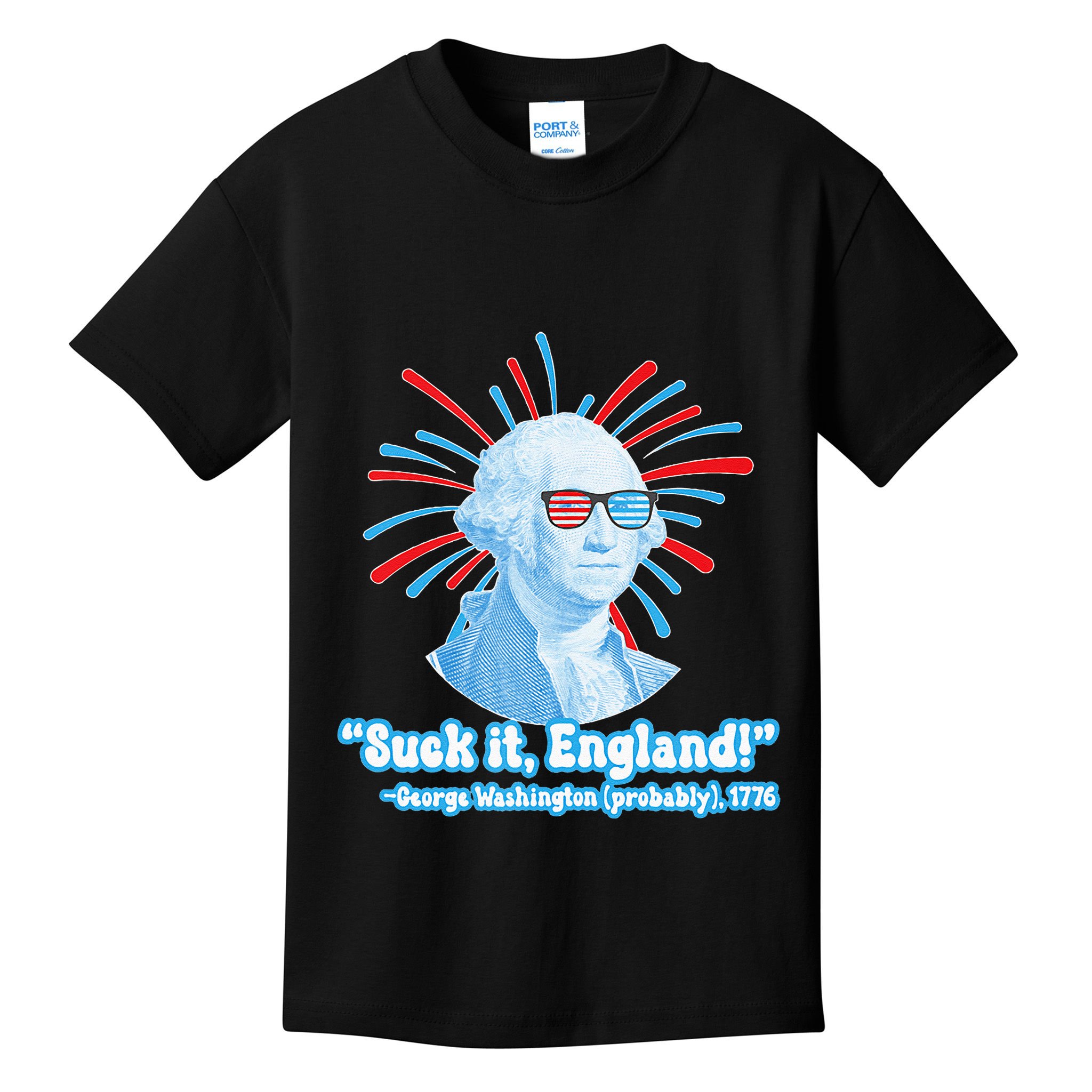 Funny American Gift Suck It England George Washington Kids T-Shirt