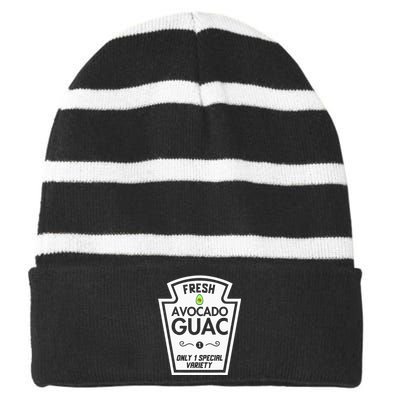 Funny Avocado Guac Group Condiments Halloween Diy Costume Striped Beanie with Solid Band