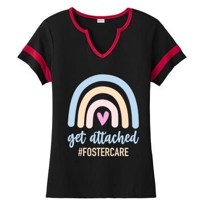 Family Adoption Gotcha Day Get Attached Foster Care Rainbow Funny Gift Ladies Halftime Notch Neck Tee