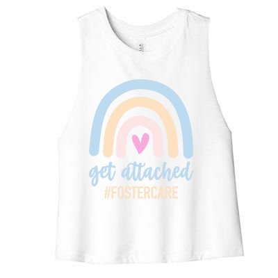 Family Adoption Gotcha Day Get Attached Foster Care Rainbow Funny Gift Women's Racerback Cropped Tank