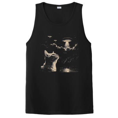 Funny Animal Graphic Cat Selfie With Ufos Weird PosiCharge Competitor Tank