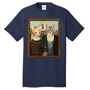 Funny American Gothic Cat Parody (Ameowican Gothic) Graphic Tall T-Shirt