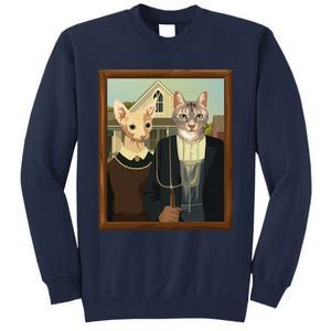 Funny American Gothic Cat Parody (Ameowican Gothic) Graphic Tall Sweatshirt