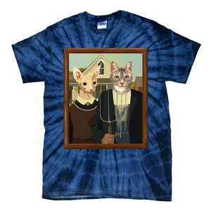 Funny American Gothic Cat Parody (Ameowican Gothic) Graphic Tie-Dye T-Shirt