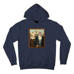 Funny American Gothic Cat Parody (Ameowican Gothic) Graphic Tall Hoodie