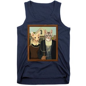 Funny American Gothic Cat Parody (Ameowican Gothic) Graphic Tank Top