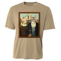 Funny American Gothic Cat Parody (Ameowican Gothic) Graphic Cooling Performance Crew T-Shirt