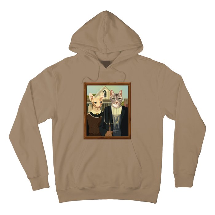 Funny American Gothic Cat Parody (Ameowican Gothic) Graphic Hoodie