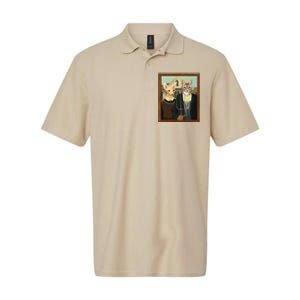 Funny American Gothic Cat Parody (Ameowican Gothic) Graphic Softstyle Adult Sport Polo