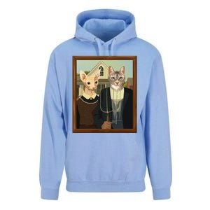 Funny American Gothic Cat Parody (Ameowican Gothic) Graphic Unisex Surf Hoodie