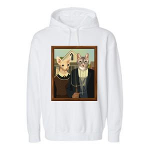 Funny American Gothic Cat Parody (Ameowican Gothic) Graphic Garment-Dyed Fleece Hoodie