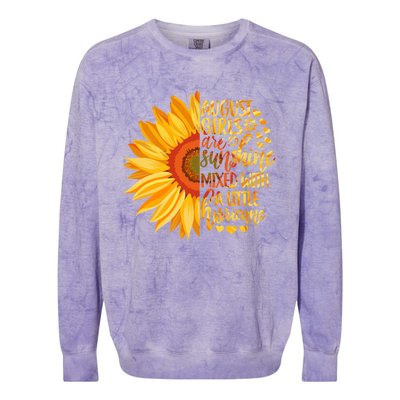 Funny August Girls Are Sunshine Mixed With Hurricane Gift Colorblast Crewneck Sweatshirt