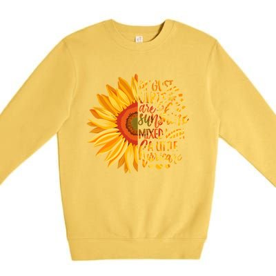 Funny August Girls Are Sunshine Mixed With Hurricane Gift Premium Crewneck Sweatshirt