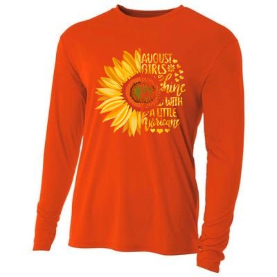 Funny August Girls Are Sunshine Mixed With Hurricane Gift Cooling Performance Long Sleeve Crew