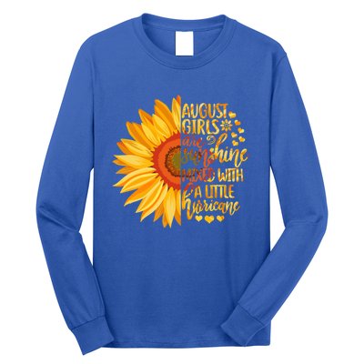 Funny August Girls Are Sunshine Mixed With Hurricane Gift Long Sleeve Shirt