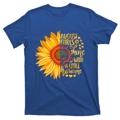 Funny August Girls Are Sunshine Mixed With Hurricane Gift T-Shirt