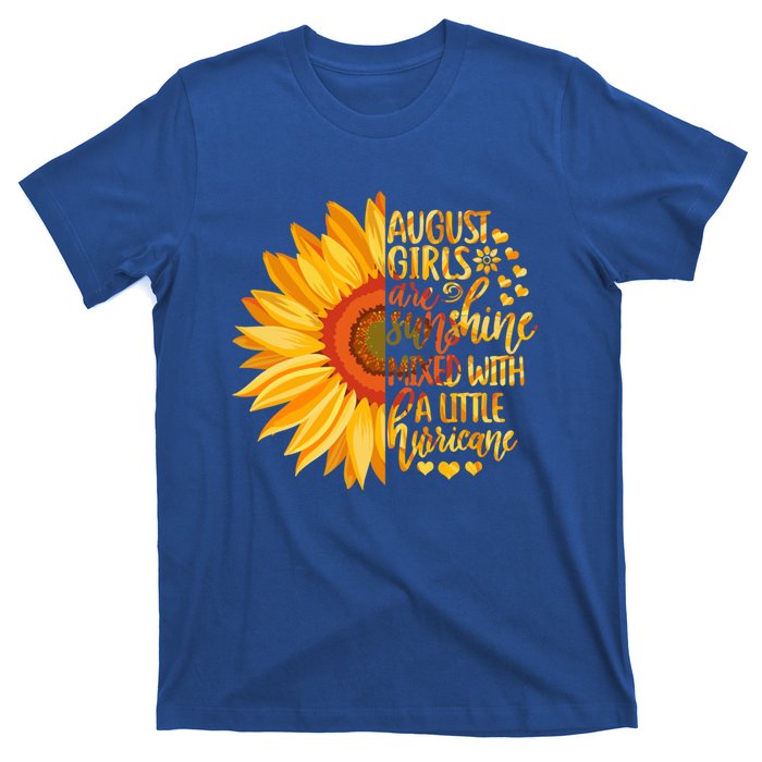 Funny August Girls Are Sunshine Mixed With Hurricane Gift T-Shirt