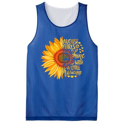 Funny August Girls Are Sunshine Mixed With Hurricane Gift Mesh Reversible Basketball Jersey Tank