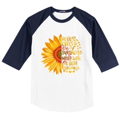 Funny August Girls Are Sunshine Mixed With Hurricane Gift Baseball Sleeve Shirt