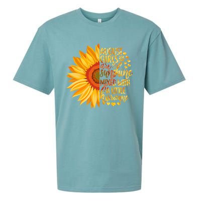 Funny August Girls Are Sunshine Mixed With Hurricane Gift Sueded Cloud Jersey T-Shirt