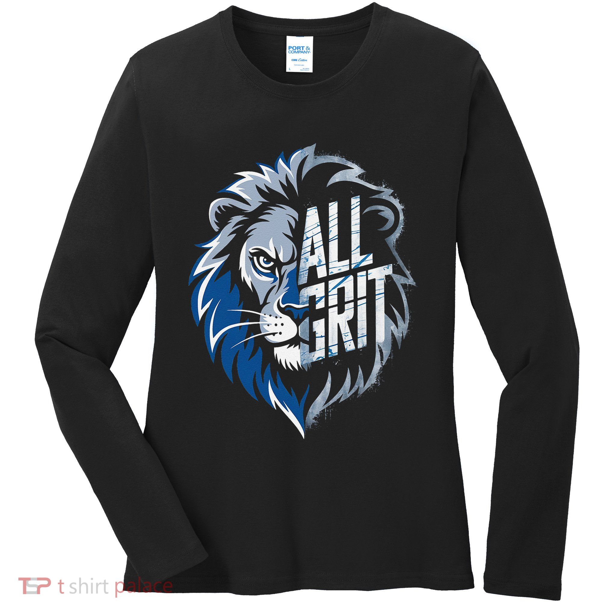 Fierce All Grit Lion Motivational Athletic Spirit Ladies Long Sleeve Shirt