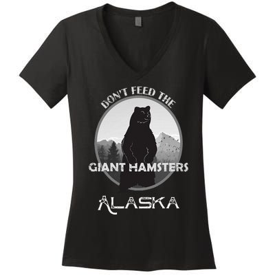 Funny Alaska Grizzly Bear Gift Kodiak Grizzlies Souvenir Women's V-Neck T-Shirt