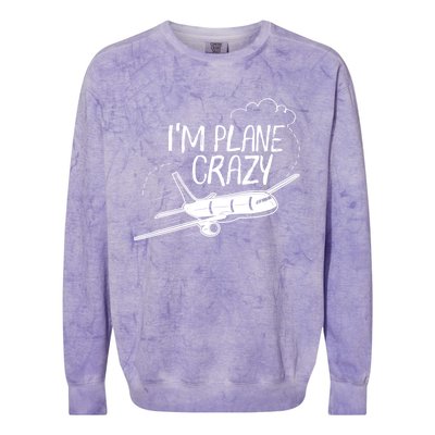 Funny Airplane Gift For Plane Lovers Plane Crazy Gift Colorblast Crewneck Sweatshirt