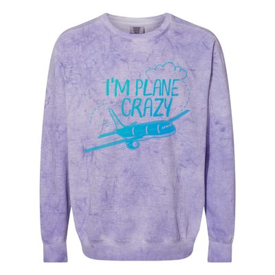 Funny Airplane Gift For Plane Lovers Plane Crazy Cute Gift Colorblast Crewneck Sweatshirt