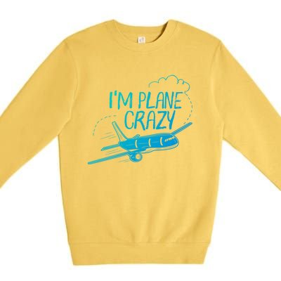 Funny Airplane Gift For Plane Lovers Plane Crazy Cute Gift Premium Crewneck Sweatshirt