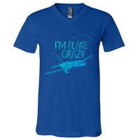 Funny Airplane Gift For Plane Lovers Plane Crazy Cute Gift V-Neck T-Shirt