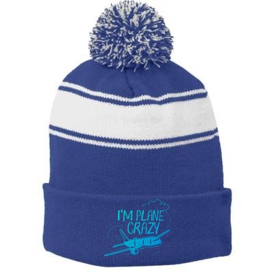 Funny Airplane Gift For Plane Lovers Plane Crazy Cute Gift Stripe Pom Pom Beanie