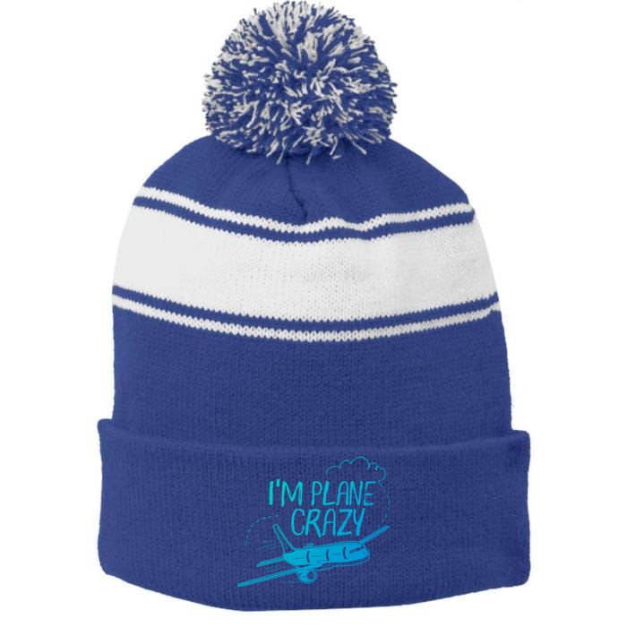 Funny Airplane Gift For Plane Lovers Plane Crazy Cute Gift Stripe Pom Pom Beanie