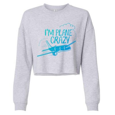 Funny Airplane Gift For Plane Lovers Plane Crazy Cute Gift Cropped Pullover Crew