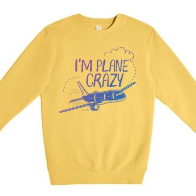 Funny Airplane Gift For Plane Lovers Plane Crazy Cute Gift Premium Crewneck Sweatshirt