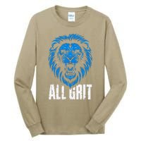 Funny All Grit Lion Lovers Retro Vintage Style Detroit Tall Long Sleeve T-Shirt