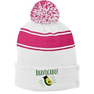 Funny Avocado Graduation Gift Bravocado Bravo Cado Cute Stripe Pom Pom Beanie