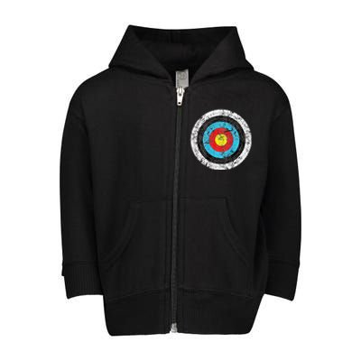 Funny Archery Gift For Archer Bullseye Target Toddler Zip Fleece Hoodie