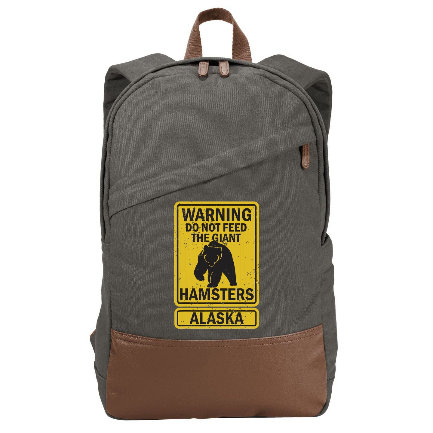 Funny Alaska Grizzly Brown Kodiak Bear Gift Cotton Canvas Backpack