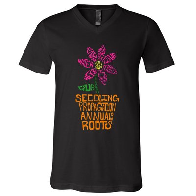 Flower And Garden Pot Words Design For Gardeners Garden V-Neck T-Shirt