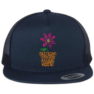 Flower And Garden Pot Words Design For Gardeners Garden Flat Bill Trucker Hat