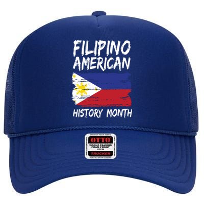 Filipino American History Month | Philippines Flag High Crown Mesh Back Trucker Hat