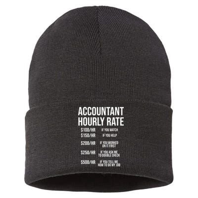 Funny Accountant Hourly Rate Accounting CPA Humor Sustainable Knit Beanie