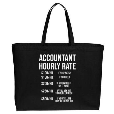 Funny Accountant Hourly Rate Accounting CPA Humor Cotton Canvas Jumbo Tote