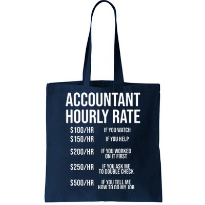 Funny Accountant Hourly Rate Accounting CPA Humor Tote Bag