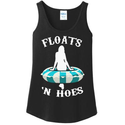 Floats And Hoes Funny Summer Vacation Float Trip Tubing Ladies Essential Tank