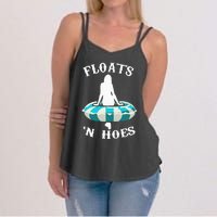 Floats And Hoes Funny Summer Vacation Float Trip Tubing Women's Strappy Tank