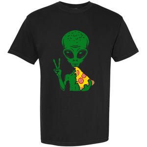 Funny Alien Head Eating Pizza Ufo Extraterrestrial Garment-Dyed Heavyweight T-Shirt