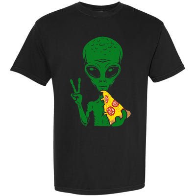 Funny Alien Head Eating Pizza Ufo Extraterrestrial Garment-Dyed Heavyweight T-Shirt