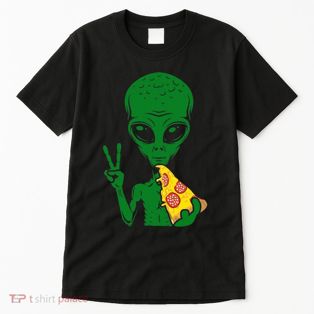 Funny Alien Head Eating Pizza Ufo Extraterrestrial Tall T-Shirt